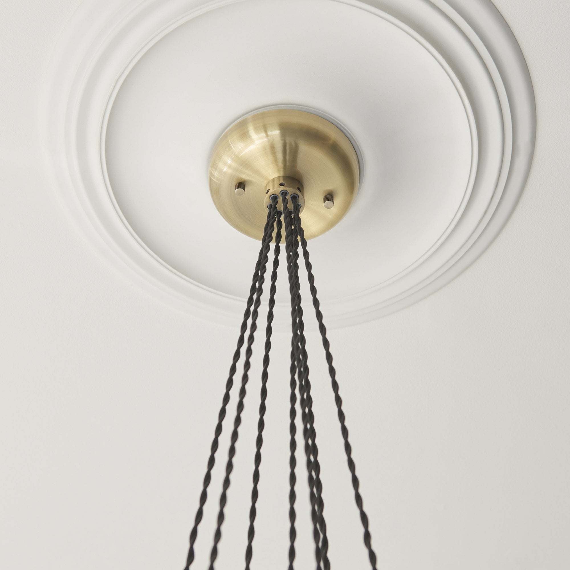120647 7 Light Pendant Antique Brass Plate & Clear Glass