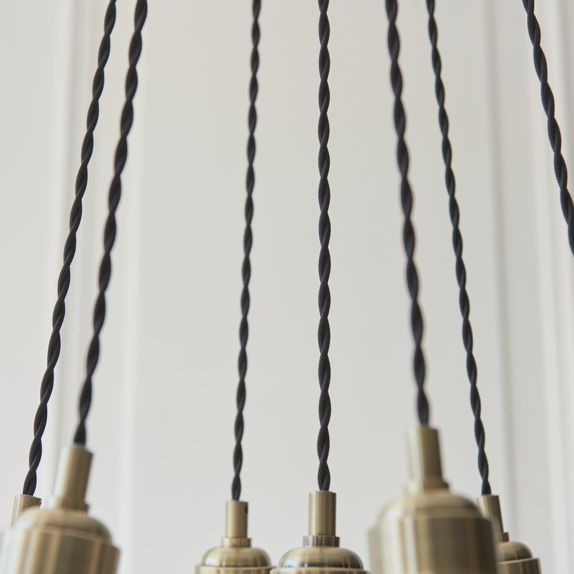 120647 7 Light Pendant Antique Brass Plate & Clear Glass