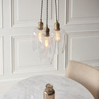 120648 3 Light Pendant Antique Brass Plate & Clear Glass