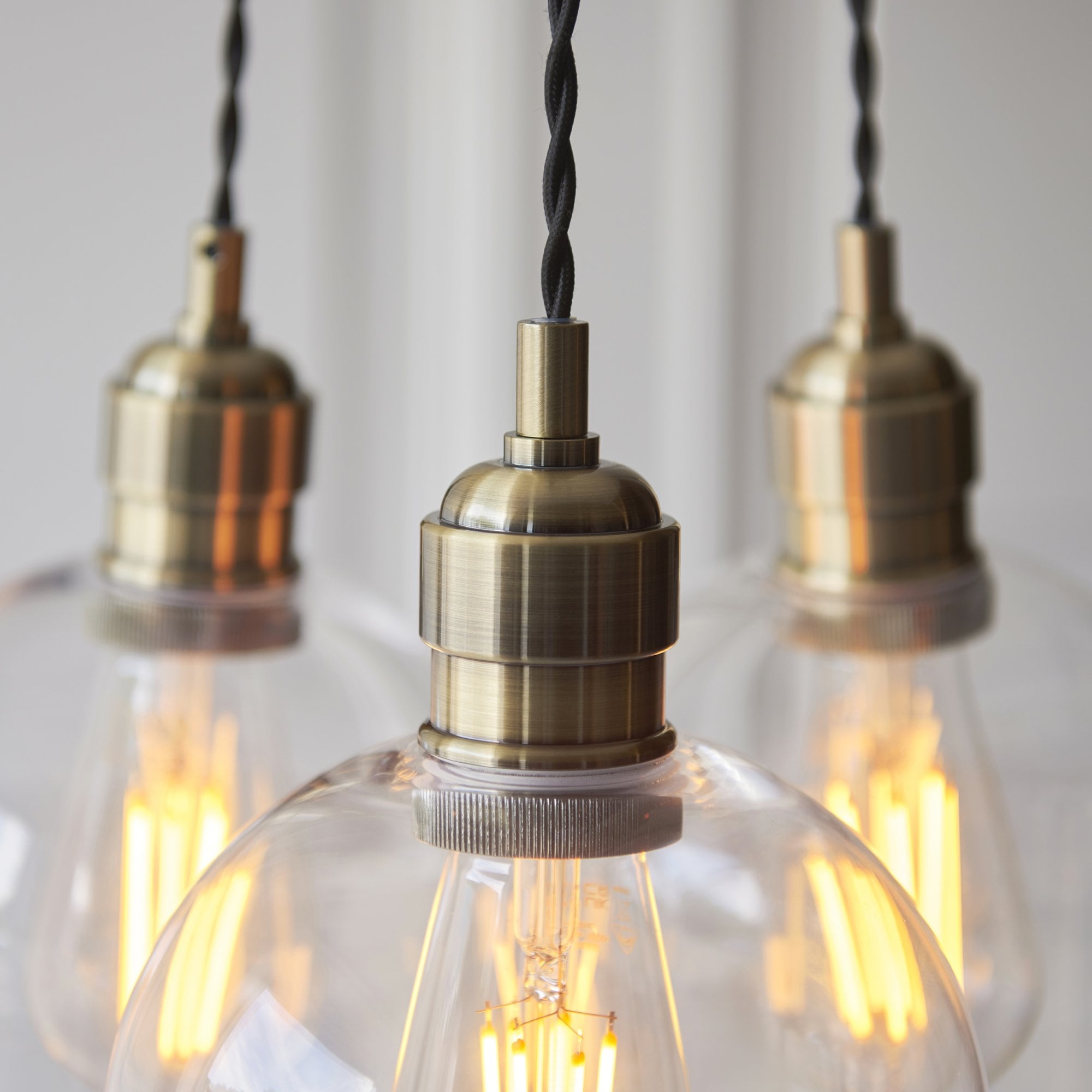 120648 3 Light Pendant Antique Brass Plate & Clear Glass