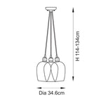 120648 3 Light Pendant Antique Brass Plate & Clear Glass