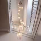 120649 13 Light Pendant Bright Nickel Plate & Clear Ribbed Glass