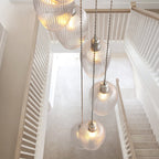 120649 13 Light Pendant Bright Nickel Plate & Clear Ribbed Glass