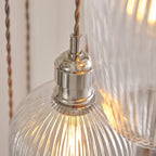 120649 13 Light Pendant Bright Nickel Plate & Clear Ribbed Glass