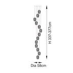120649 13 Light Pendant Bright Nickel Plate & Clear Ribbed Glass