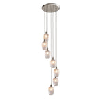 120650 7 Light Pendant Bright Nickel Plate & Clear Ribbed Glass