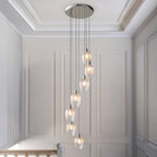 120650 7 Light Pendant Bright Nickel Plate & Clear Ribbed Glass