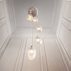 120650 7 Light Pendant Bright Nickel Plate & Clear Ribbed Glass