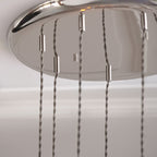120650 7 Light Pendant Bright Nickel Plate & Clear Ribbed Glass