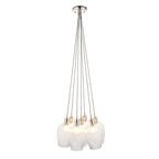 120651 7 Light Pendant Bright Nickel Plate & Clear Ribbed Glass