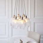 120651 7 Light Pendant Bright Nickel Plate & Clear Ribbed Glass