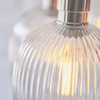 120651 7 Light Pendant Bright Nickel Plate & Clear Ribbed Glass