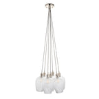 120651 7 Light Pendant Bright Nickel Plate & Clear Ribbed Glass