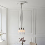 120652 3 Light Pendant Bright Nickel Plate & Clear Ribbed Glass