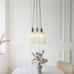 120652 3 Light Pendant Bright Nickel Plate & Clear Ribbed Glass
