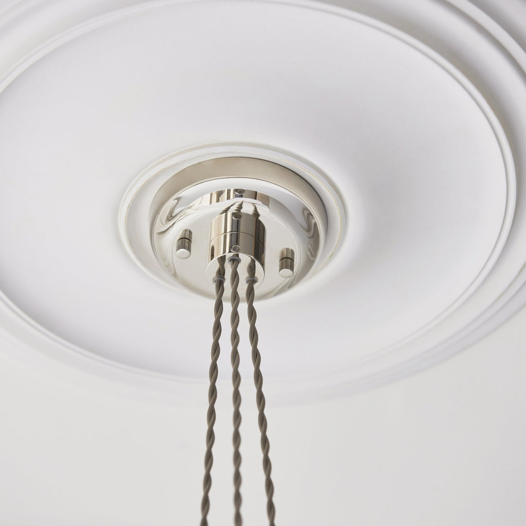 120652 3 Light Pendant Bright Nickel Plate & Clear Ribbed Glass