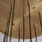 120653 13 Light Pendant Antique Brass Plate & Clear Ribbed Glass
