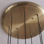 120654 7 Light Pendant Antique Brass Plate & Clear Ribbed Glass