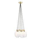 120655 7 Light Pendant Antique Brass Plate & Clear Ribbed Glass