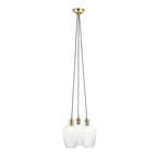 120656 3 Light Pendant Antique Brass Plate & Clear Ribbed Glass