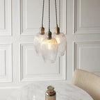 120656 3 Light Pendant Antique Brass Plate & Clear Ribbed Glass