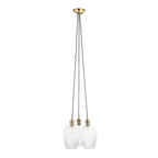 120656 3 Light Pendant Antique Brass Plate & Clear Ribbed Glass