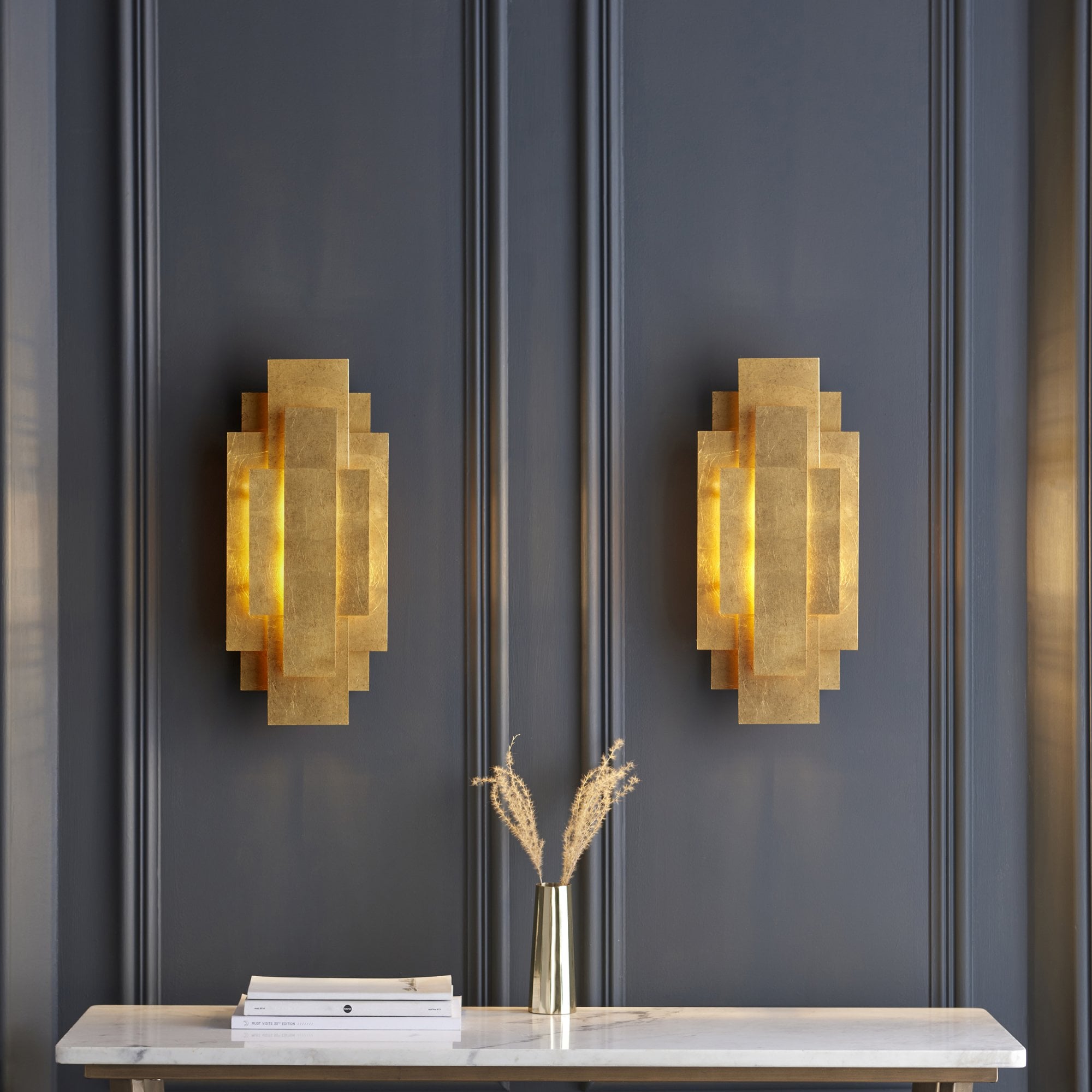 121509 2 Light Wall Light Antique Gold Leaf