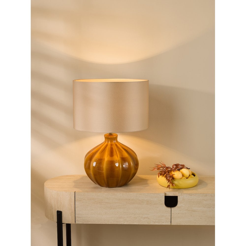 AMR4229-PYR142 Amrita Table Lamp Brown and Antique Brass Base With Shade