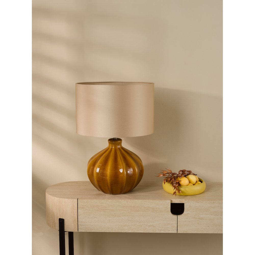 AMR4229-PYR142 Amrita Table Lamp Brown and Antique Brass Base With Shade