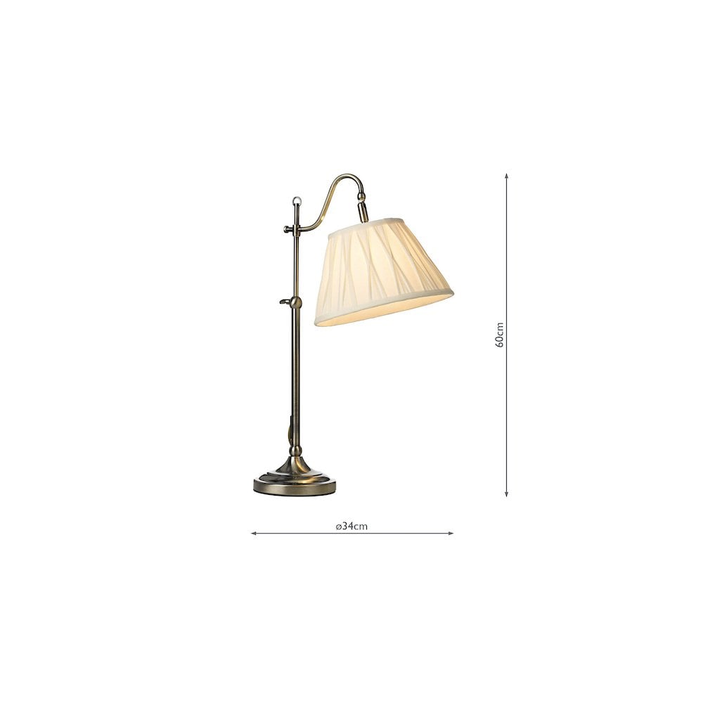 Dar SUF4075/X Suffolk Table Lamp Rise & Fall Antique Brass With Shade