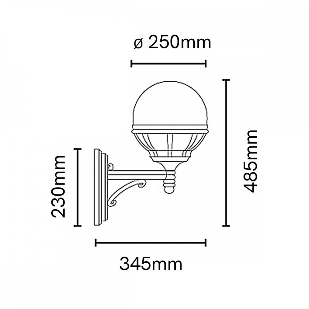 B1-BLACK-C Bologna 1 Light Up Wall Light Black