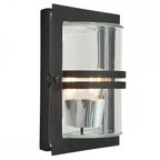 BASEL-E27-BLK-C Basel 1 Light Wall Lantern Black With Clear Glass
