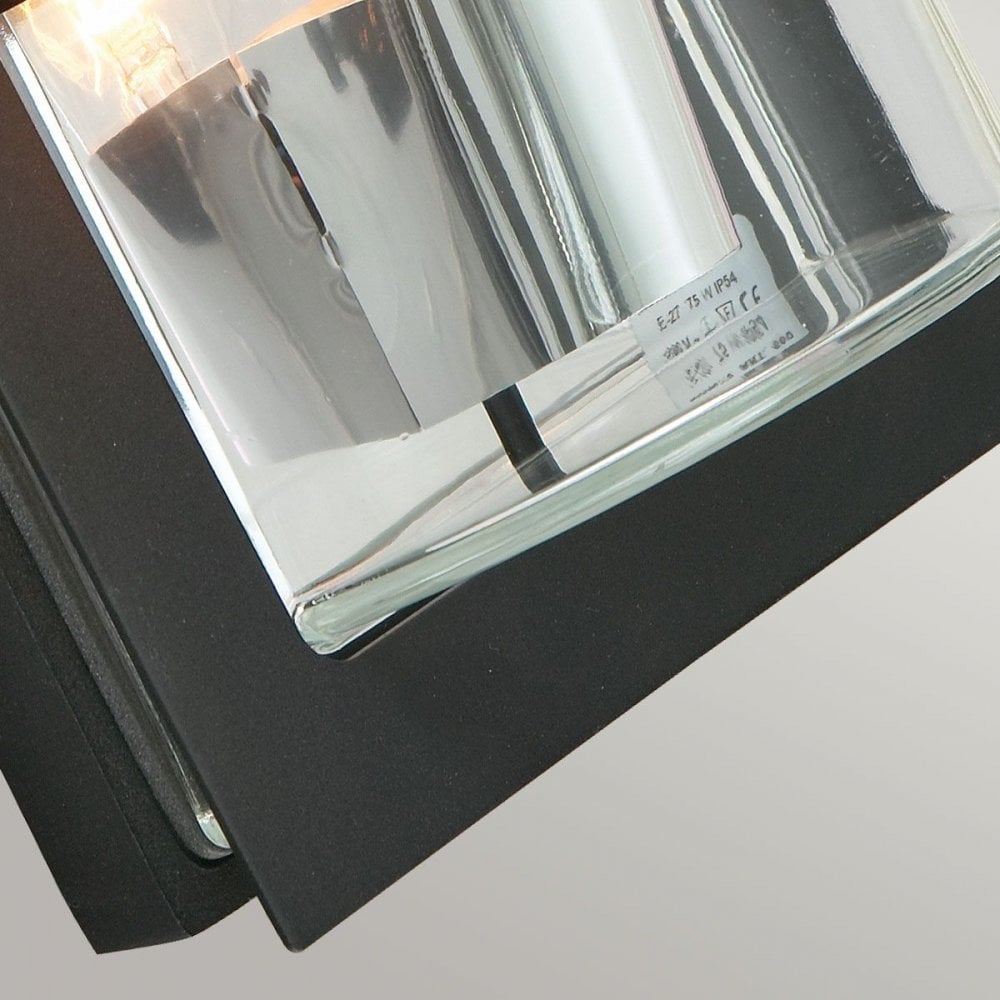 BASEL-E27-BLK-C Basel 1 Light Wall Lantern Black With Clear Glass
