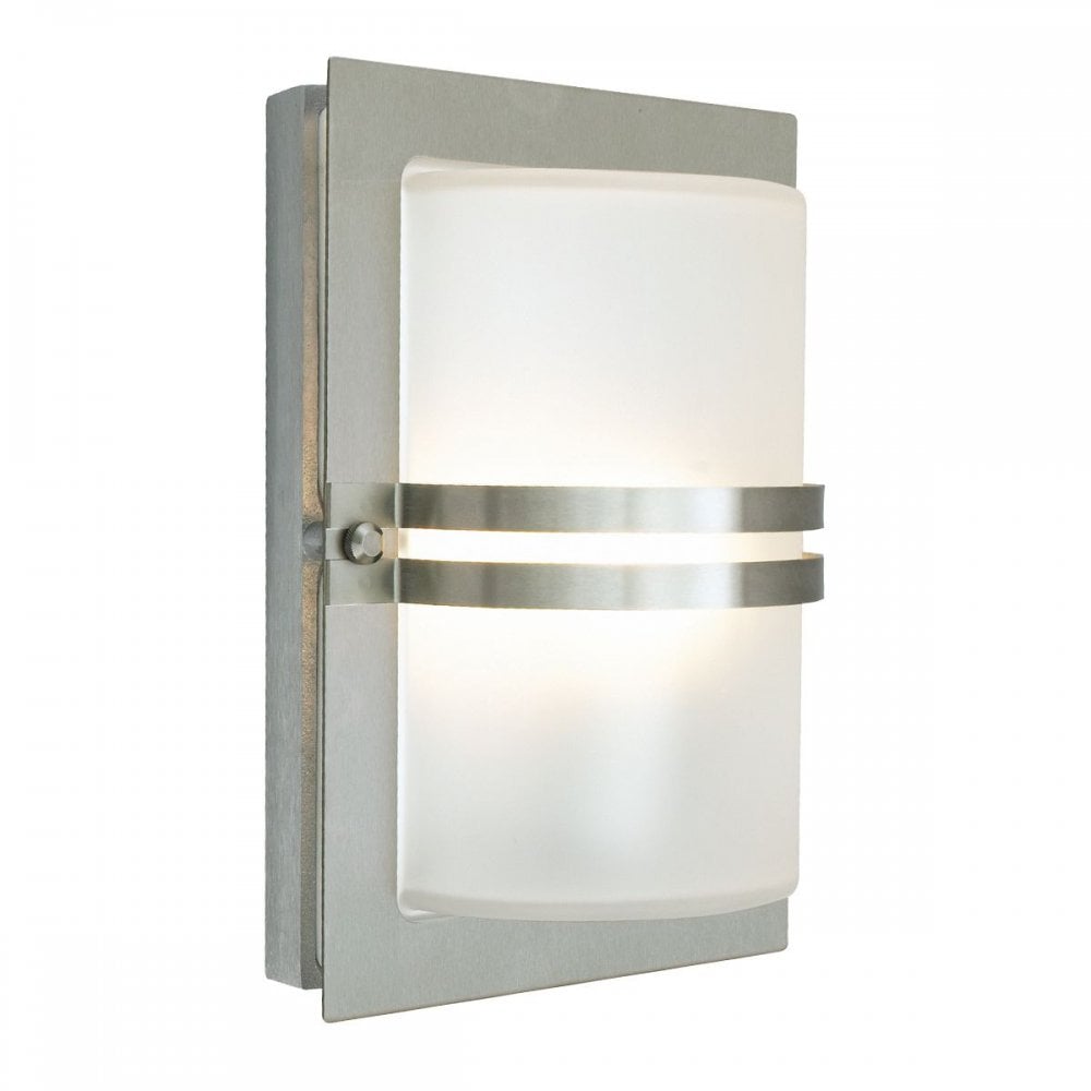 BASEL-E27-S-S-F Basel 1 Light Wall Lantern Stainless Steel With Frosted Glass