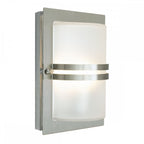 BASEL-E27-S-S-F Basel 1 Light Wall Lantern Stainless Steel With Frosted Glass