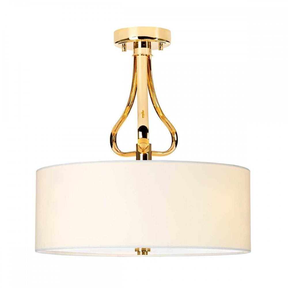 BATH-FALMOUTH-SF-FG Falmouth 3 Light Semi-Flush French Gold/ White Shade
