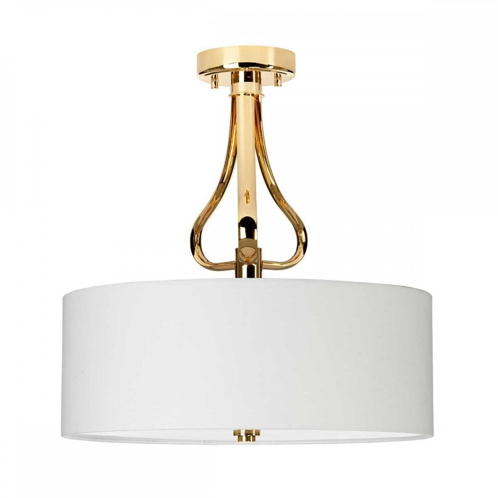 BATH-FALMOUTH-SF-FG Falmouth 3 Light Semi-Flush French Gold/ White Shade
