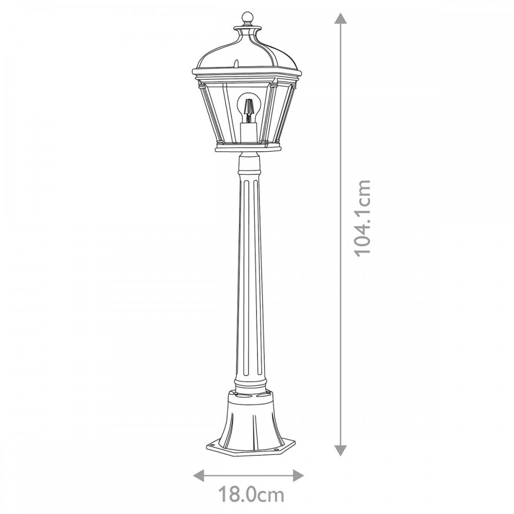 BAYVIEW-4M-BK Bayview 1 Light Medium Pillar Lantern Black