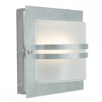 BERN-E27-GAL-F Bern 1 Light Wall Lantern Galvanised With Frosted Glass