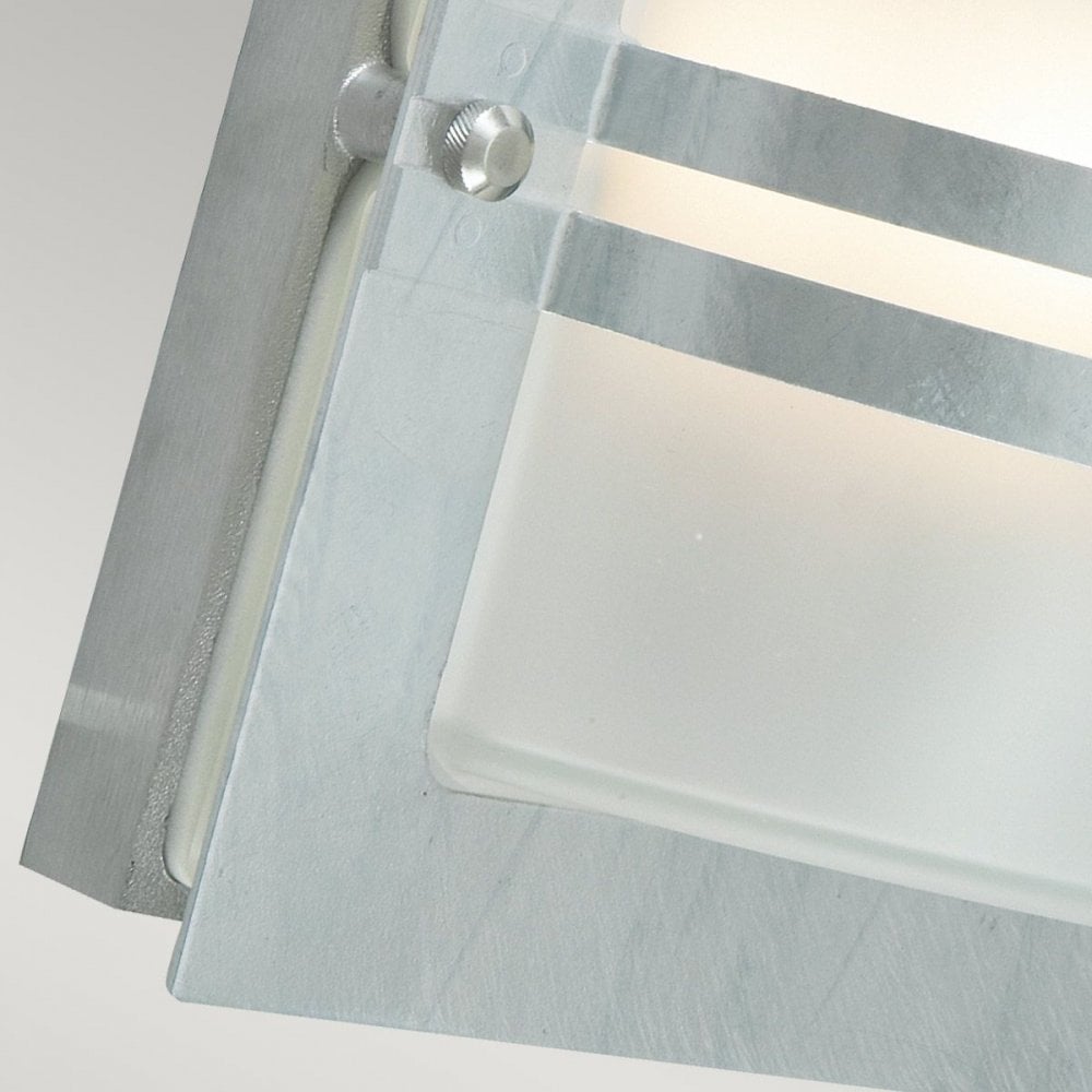 BERN-E27-GAL-F Bern 1 Light Wall Lantern Galvanised With Frosted Glass
