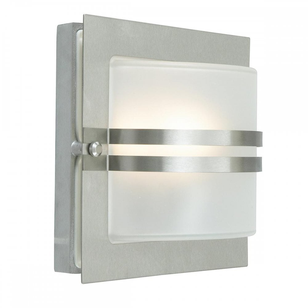 BERN-E27-S-S-F Bern 1 Light Wall Lantern Stainless Steel With Frosted Glass