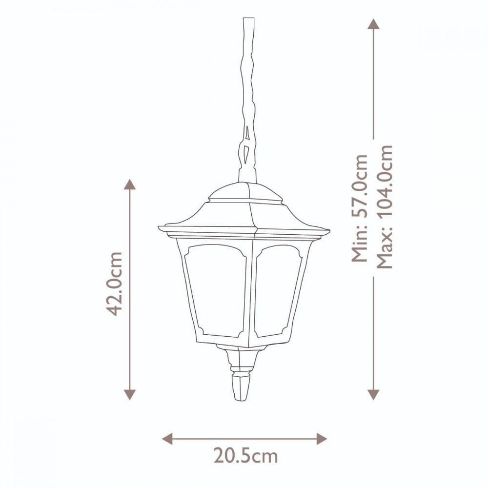CP9-BLACK Chapel 1 Light Chain Lantern Black
