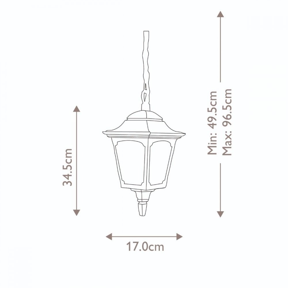 CPM9-BLACK Chapel 1 Light Mini Chain Lantern Black
