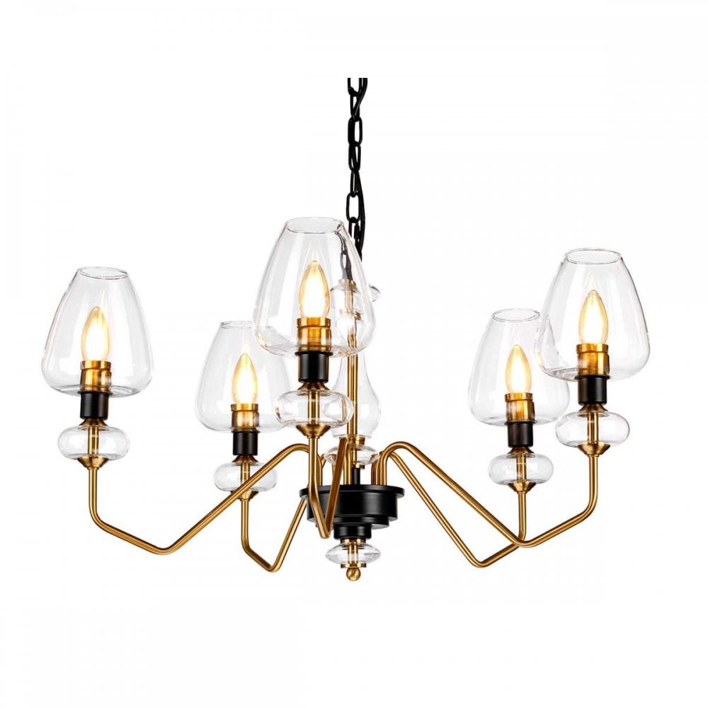 DL-ARMAND5-AB Armand 5 Light Chandelier Aged Brass Plated & Charcoal Black Paint