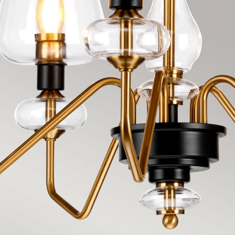 DL-ARMAND5-AB Armand 5 Light Chandelier Aged Brass Plated & Charcoal Black Paint