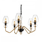 DL-ARMAND5-AB Armand 5 Light Chandelier Aged Brass Plated & Charcoal Black Paint