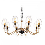 DL-ARMAND8-AB Armand 8 Light Chandelier Aged Brass Plated & Charcoal Black Paint
