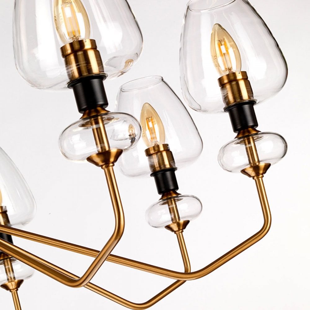 DL-ARMAND8-AB Armand 8 Light Chandelier Aged Brass Plated & Charcoal Black Paint