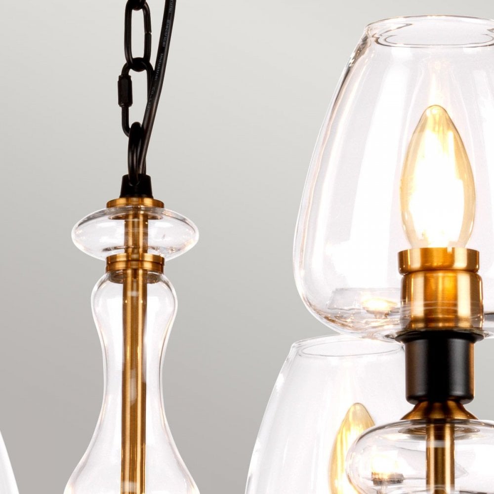 DL-ARMAND8-AB Armand 8 Light Chandelier Aged Brass Plated & Charcoal Black Paint