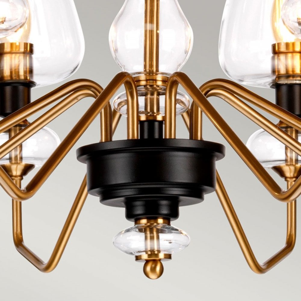 DL-ARMAND8-AB Armand 8 Light Chandelier Aged Brass Plated & Charcoal Black Paint